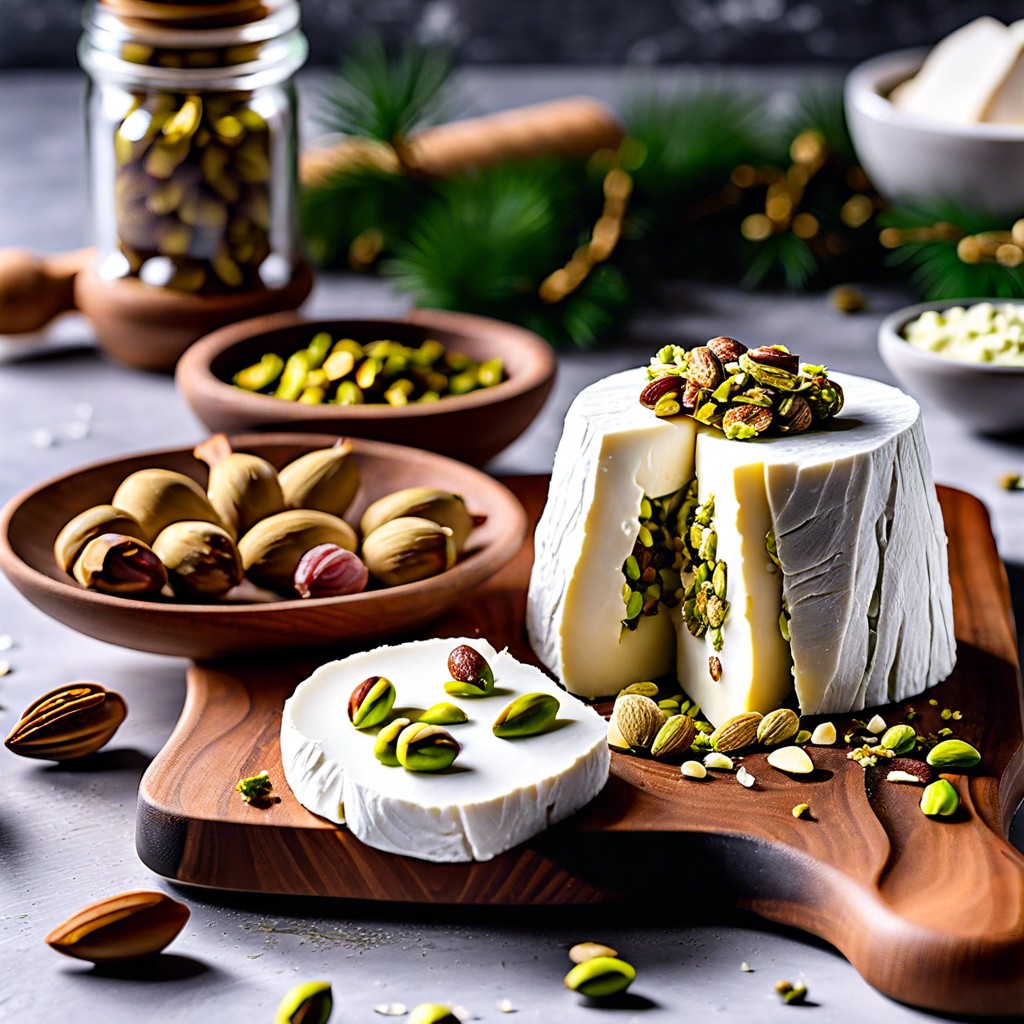 goat cheese rolled in crushed pistachios