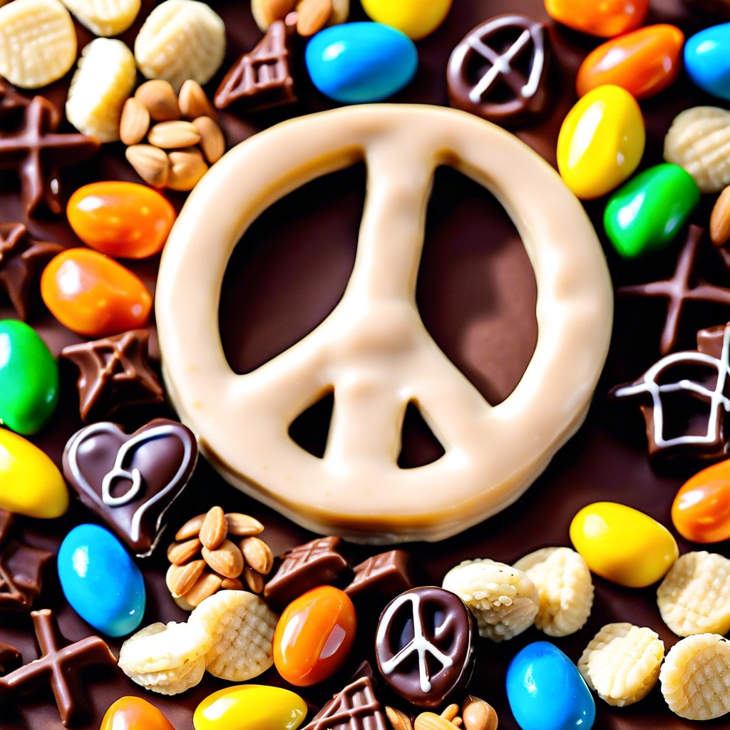 gospel of peace path mix trail mix with peace sign shaped chocolates