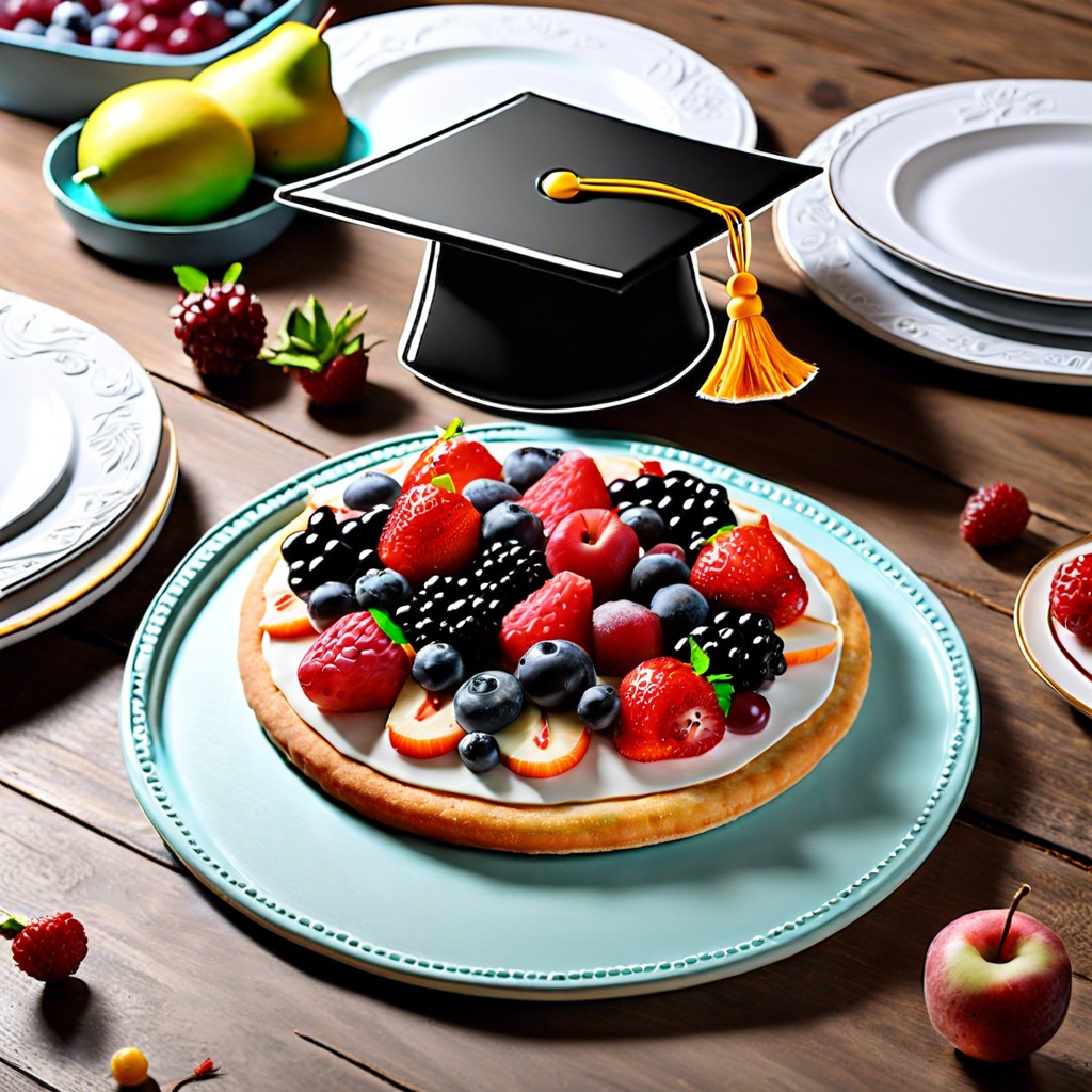 grad cap fruit pizzas