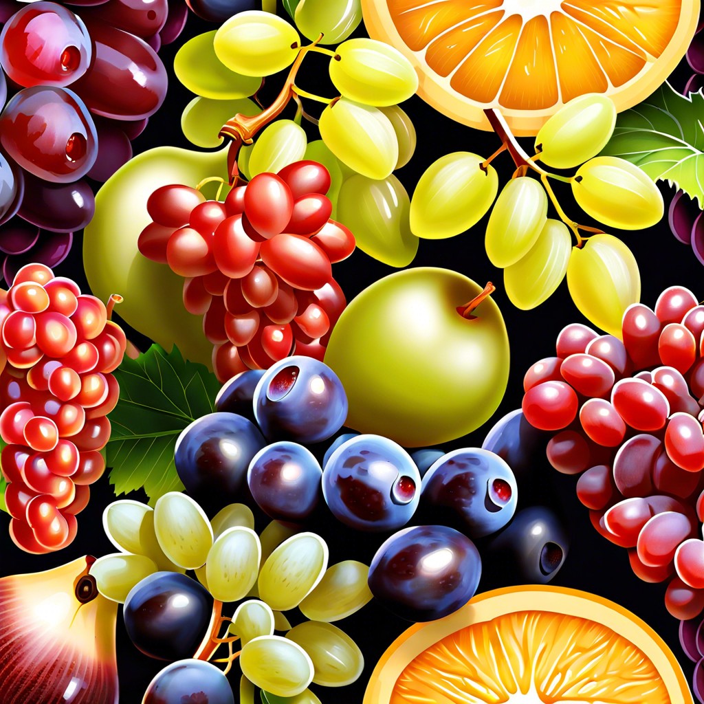 grapes and seasonal fruits