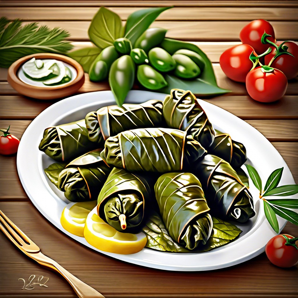 greek dolmades stuffed grape leaves