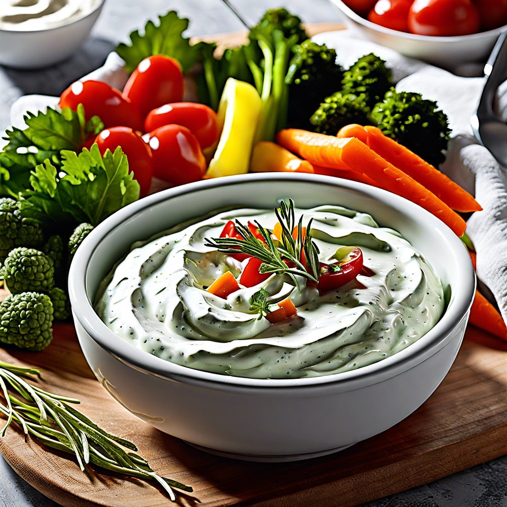 greek yogurt and herb dip with vegetable sticks