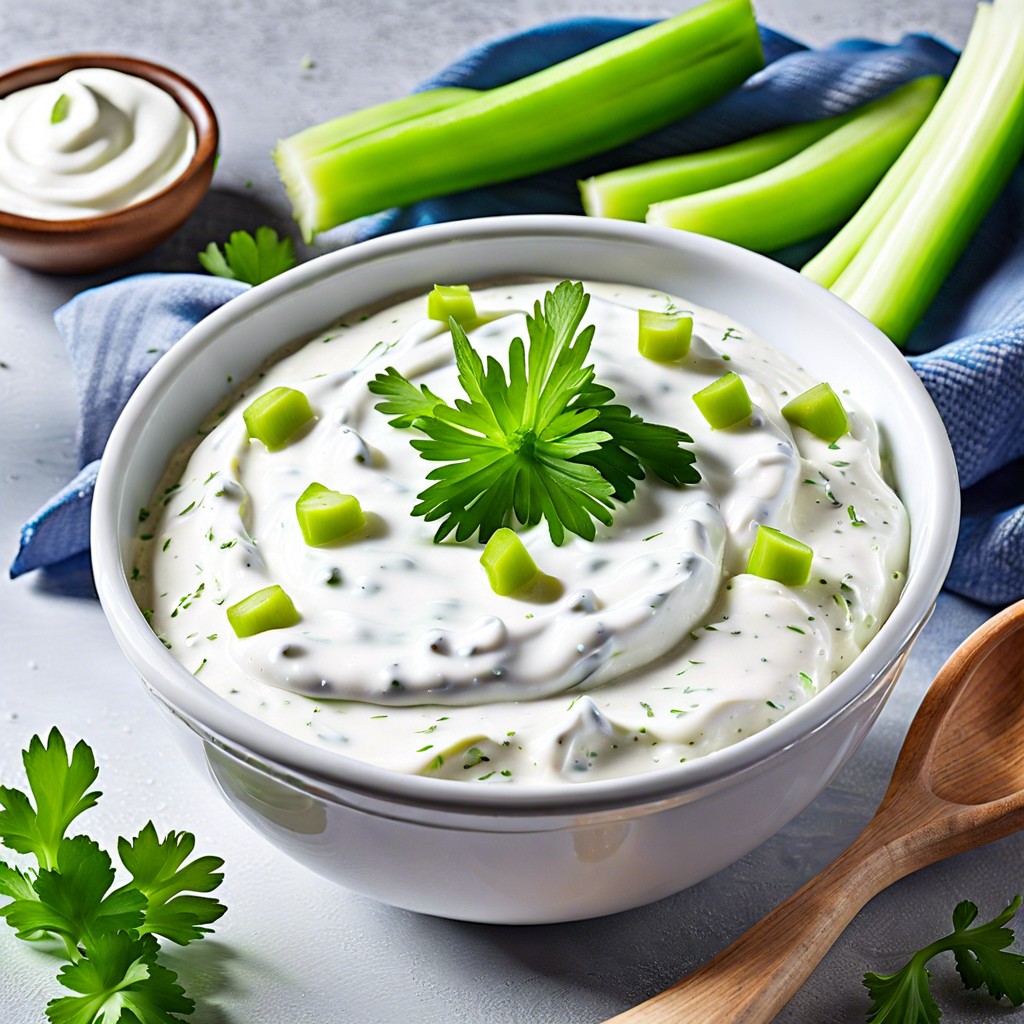 greek yogurt dip with celery sticks