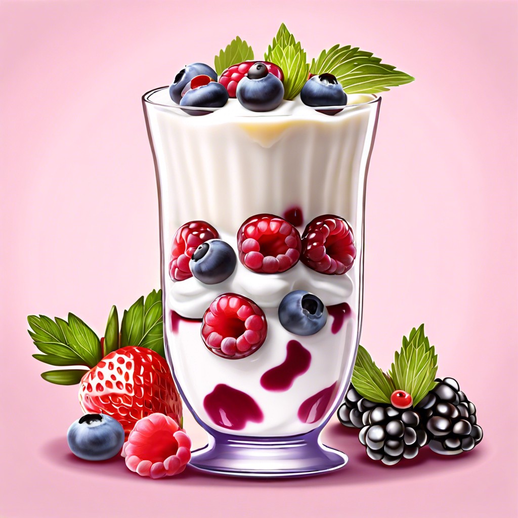greek yogurt parfait with mixed berries and granola