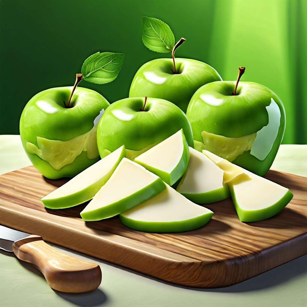 green apple slices with brie