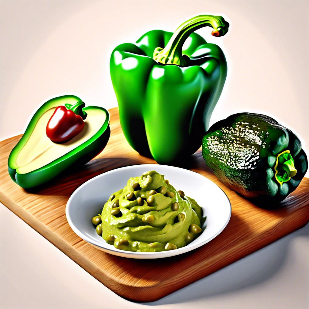 green bell pepper with guacamole
