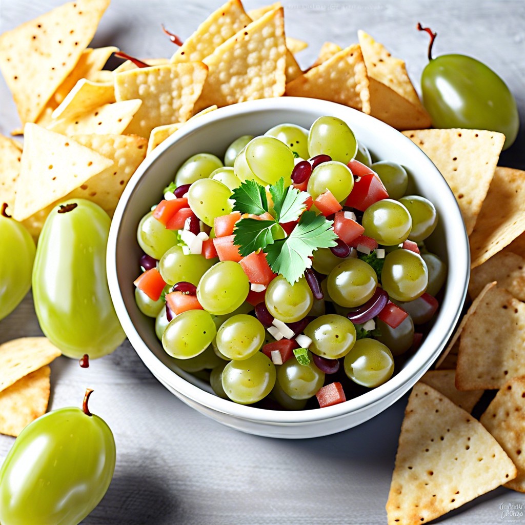 green grape salsa with chips
