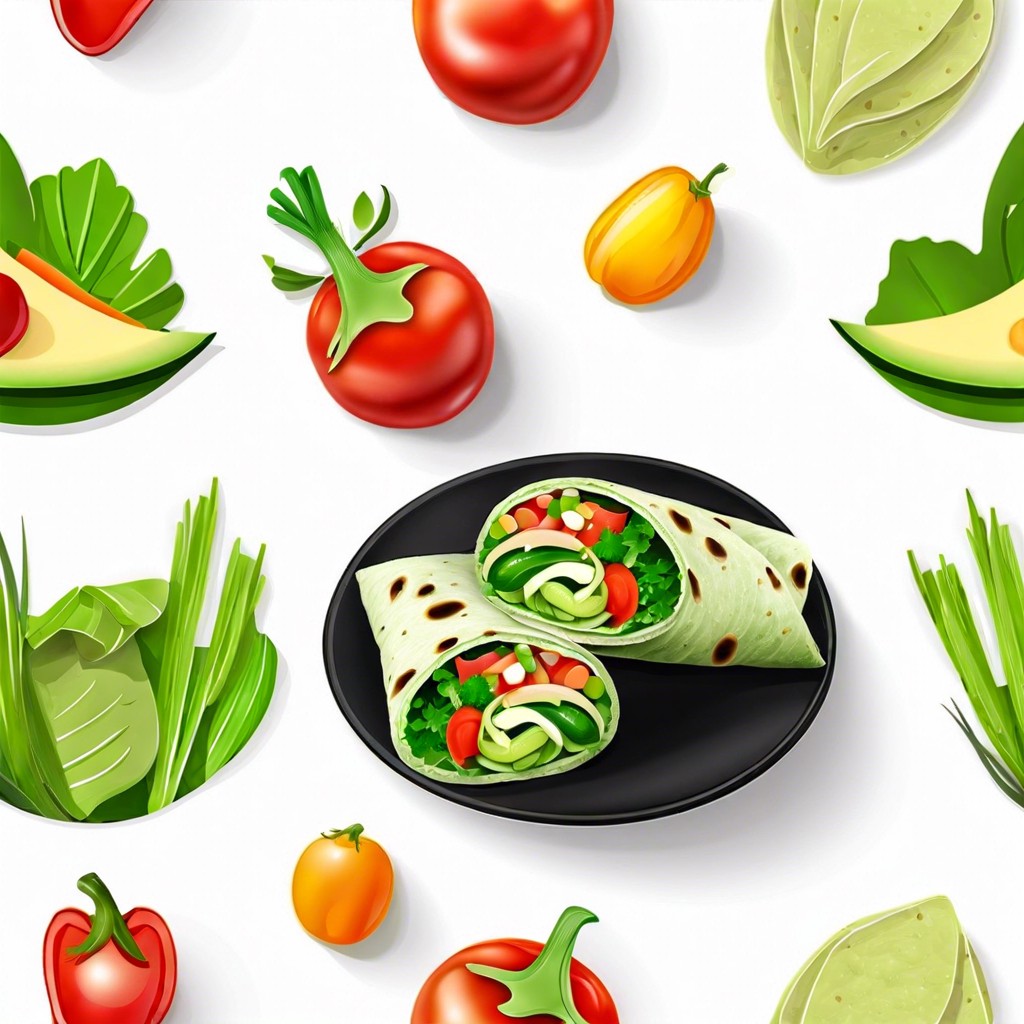 green tortilla wraps with lettuce and cucumber
