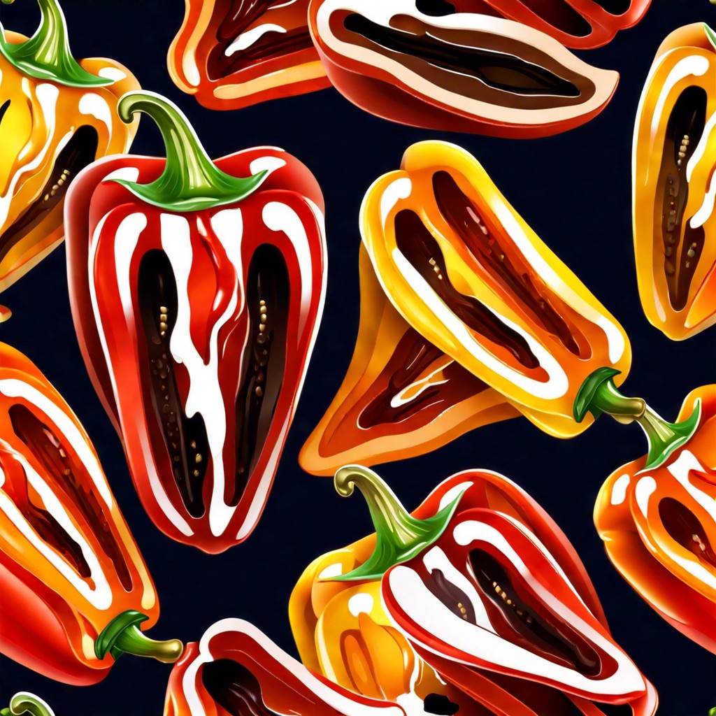 grilled bell pepper slices with a balsamic glaze