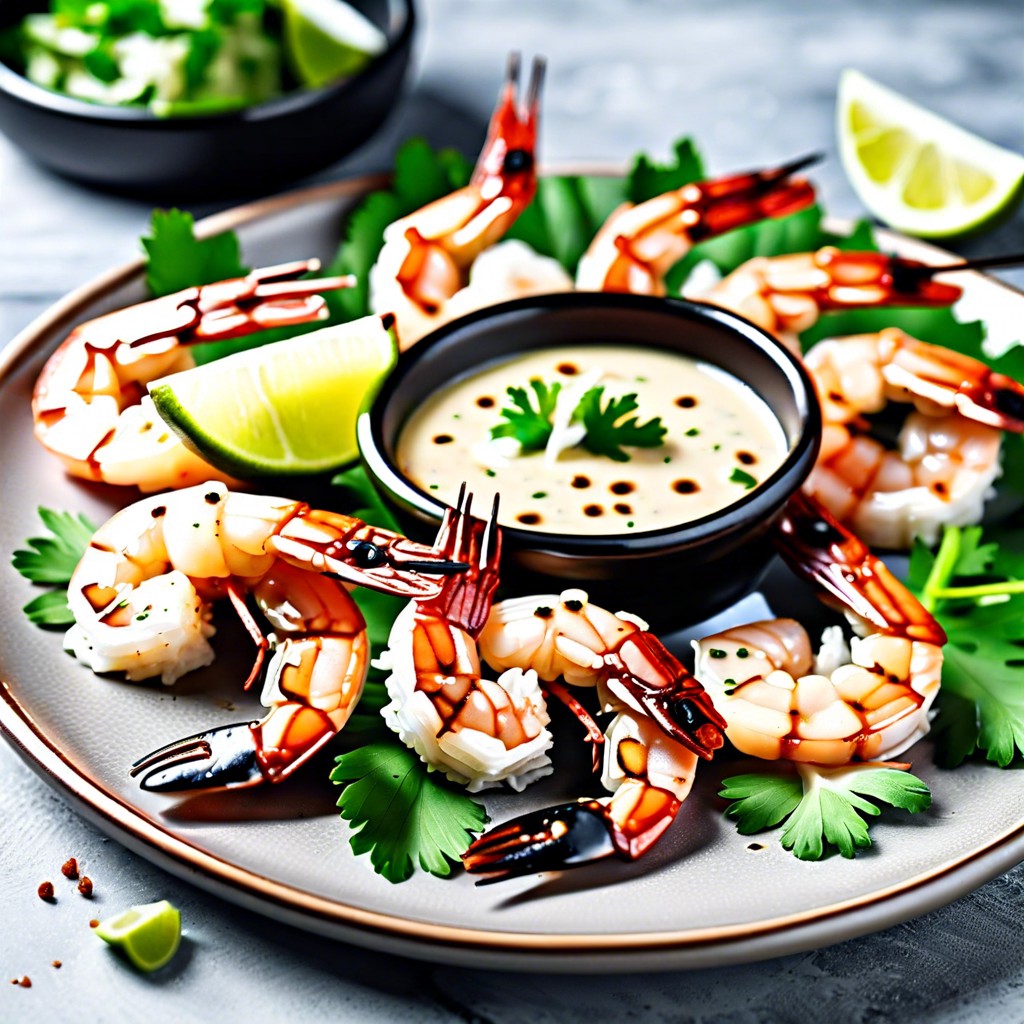 grilled shrimp skewers with garlic lime sauce