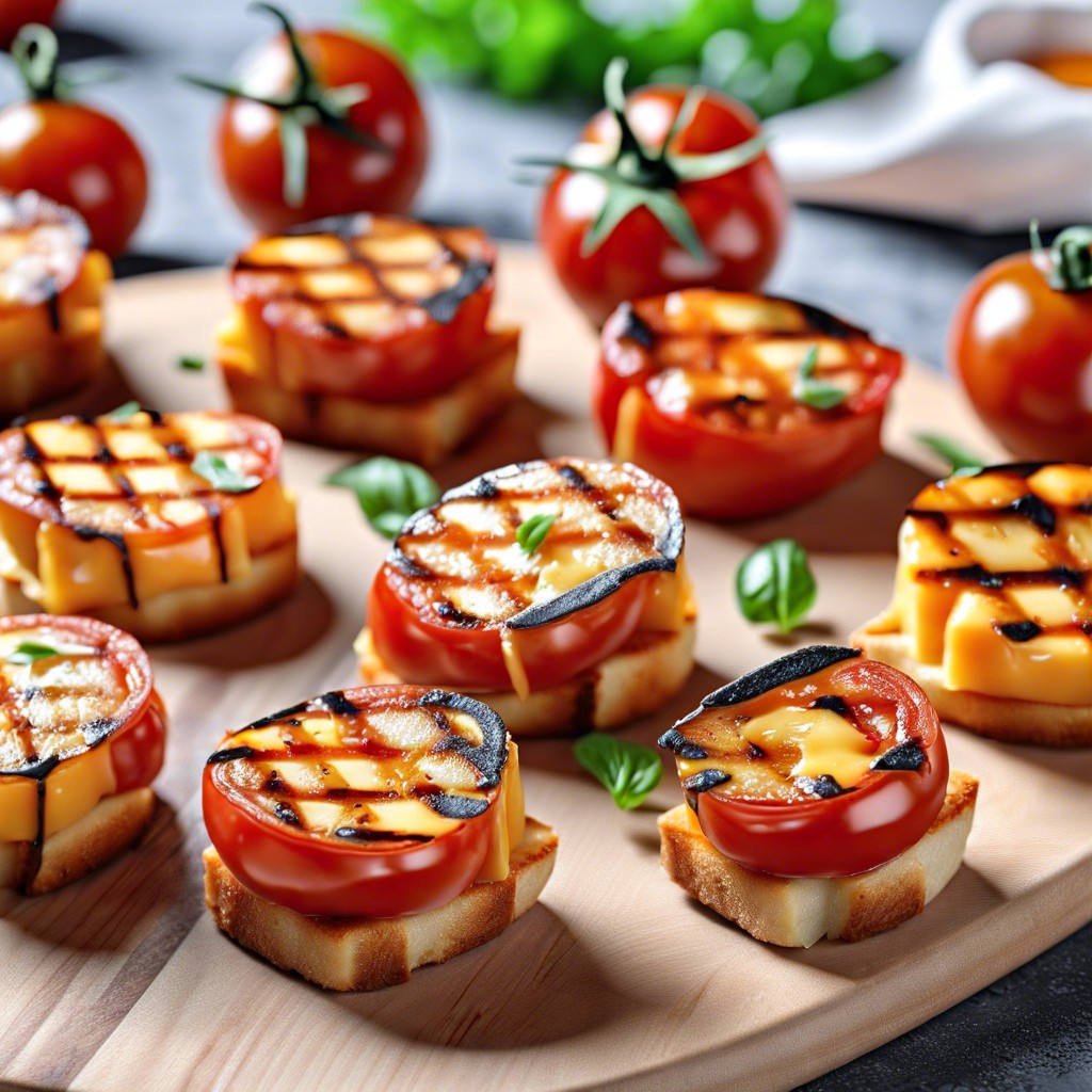 grilled tomato and cheese bites
