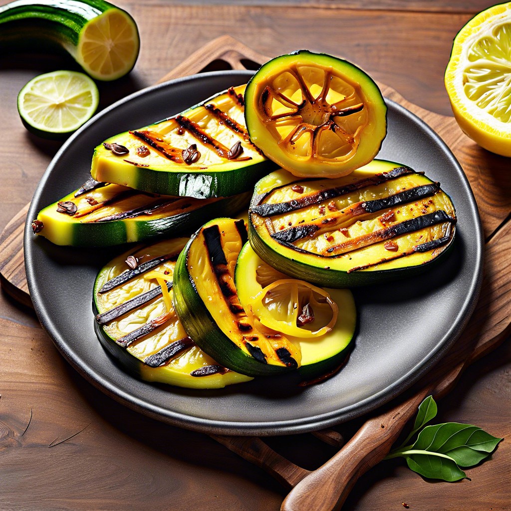 grilled turmeric lemon zucchini slices