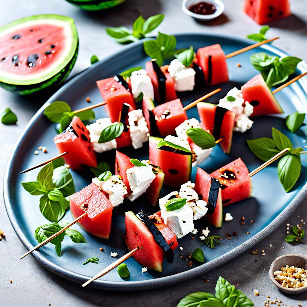 grilled watermelon and feta skewers