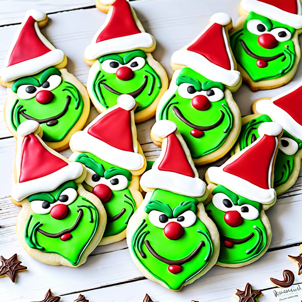 grinch themed sugar cookies