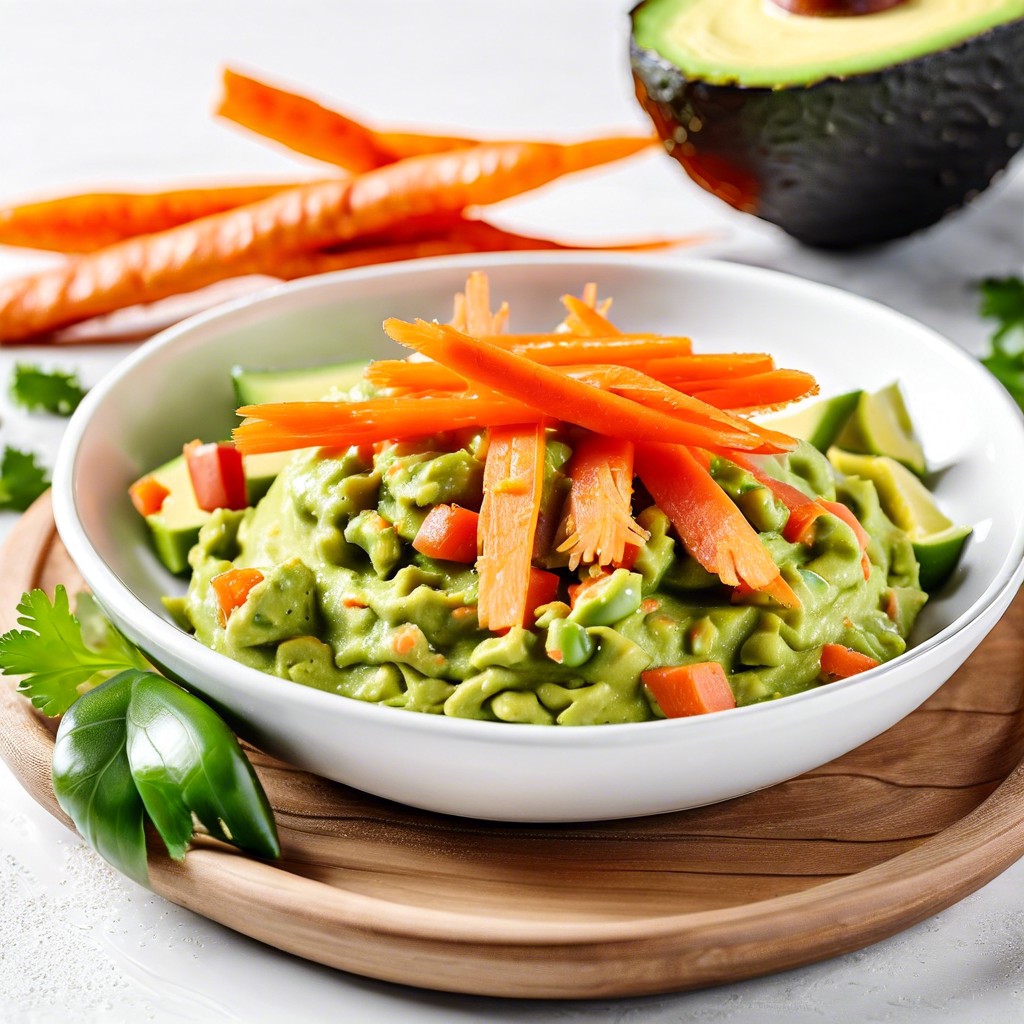 guacamole and carrot sticks