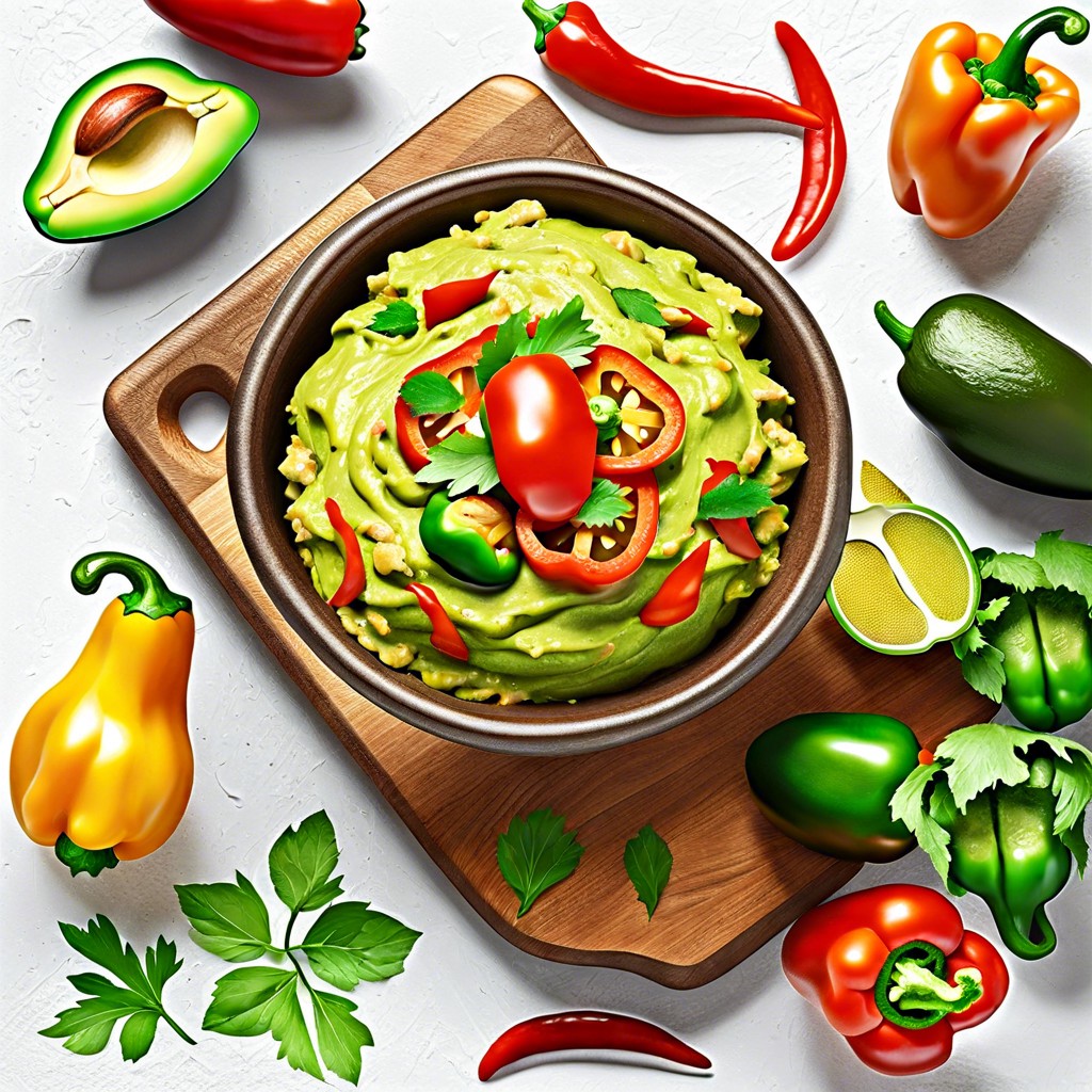 guacamole and sliced bell peppers
