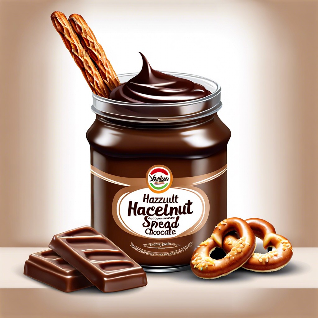 hazelnut chocolate spread with pretzel sticks