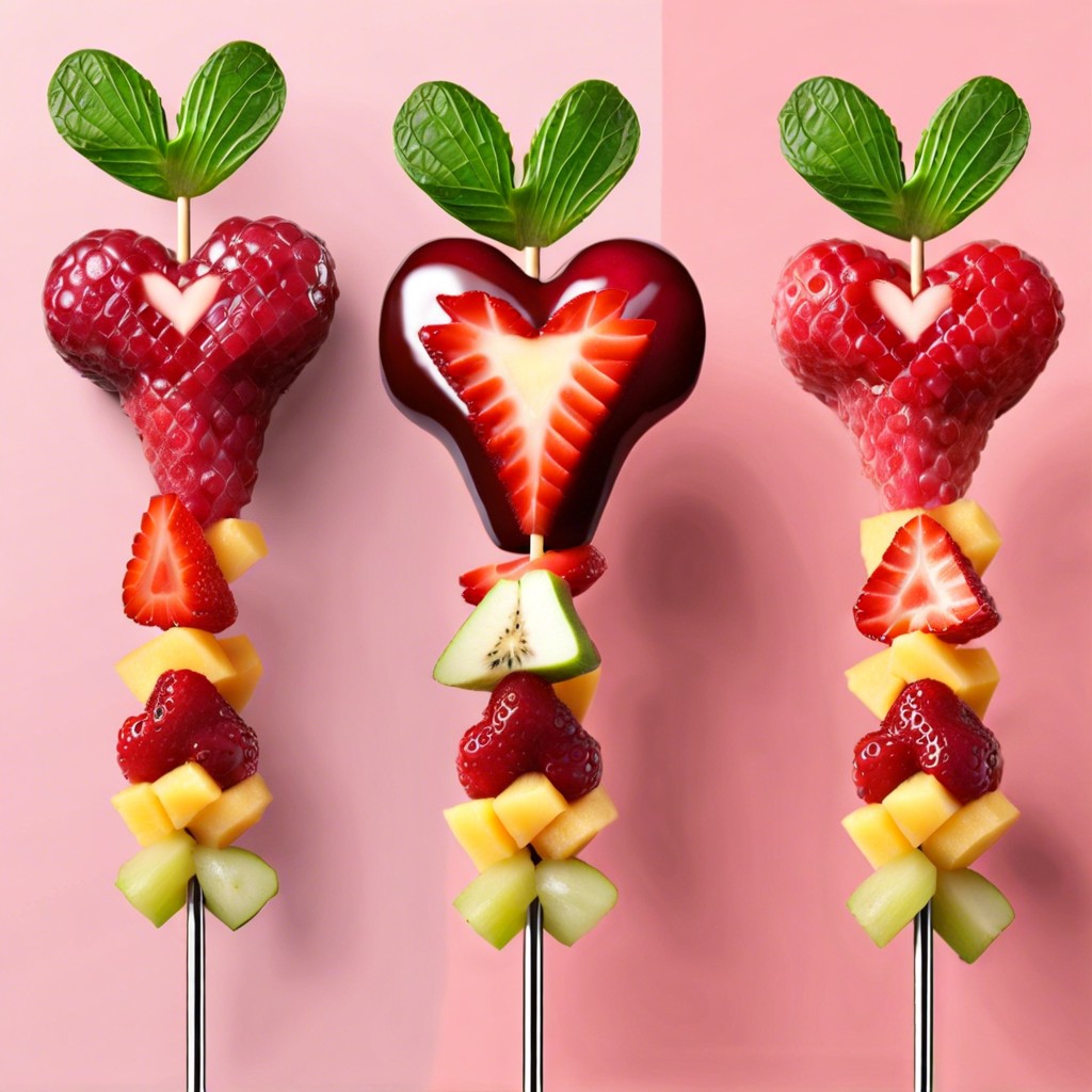 heart shaped fruit kabobs