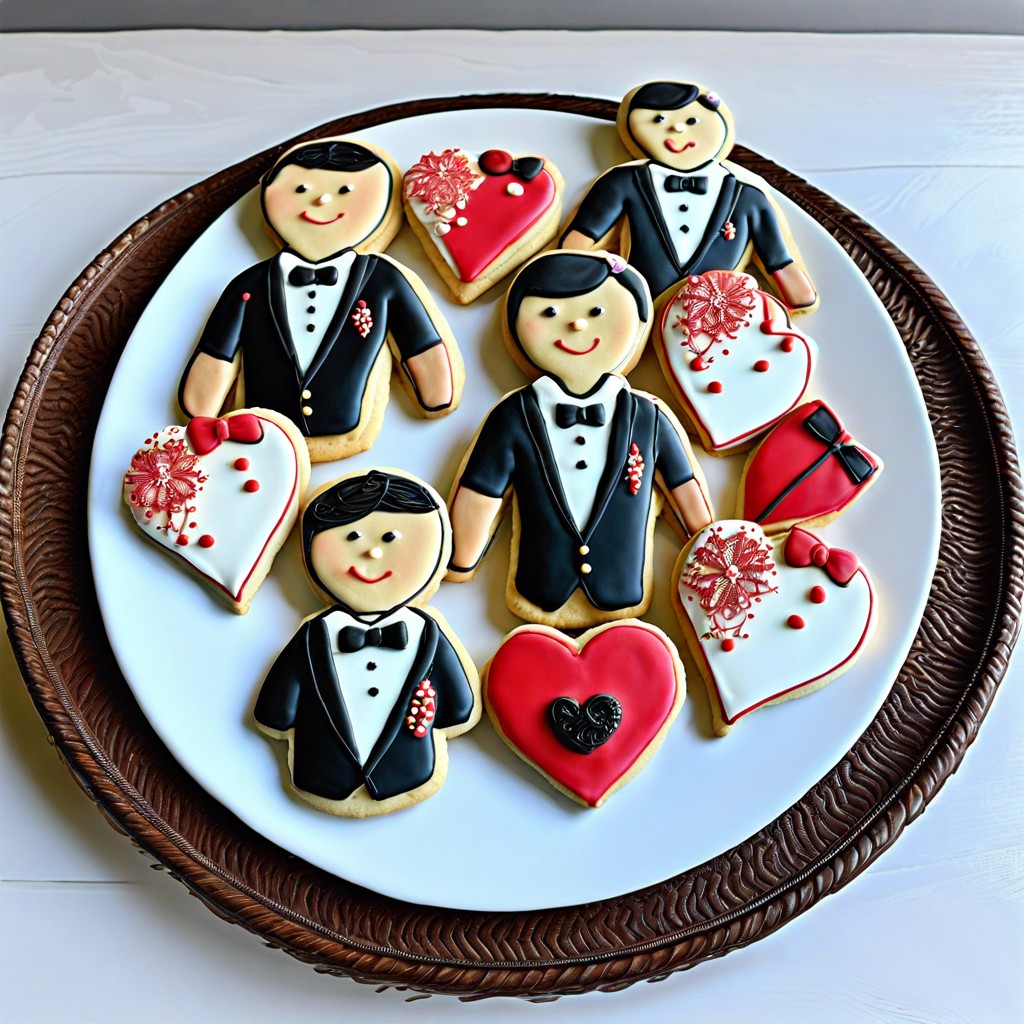 hers and his themed cookie platter