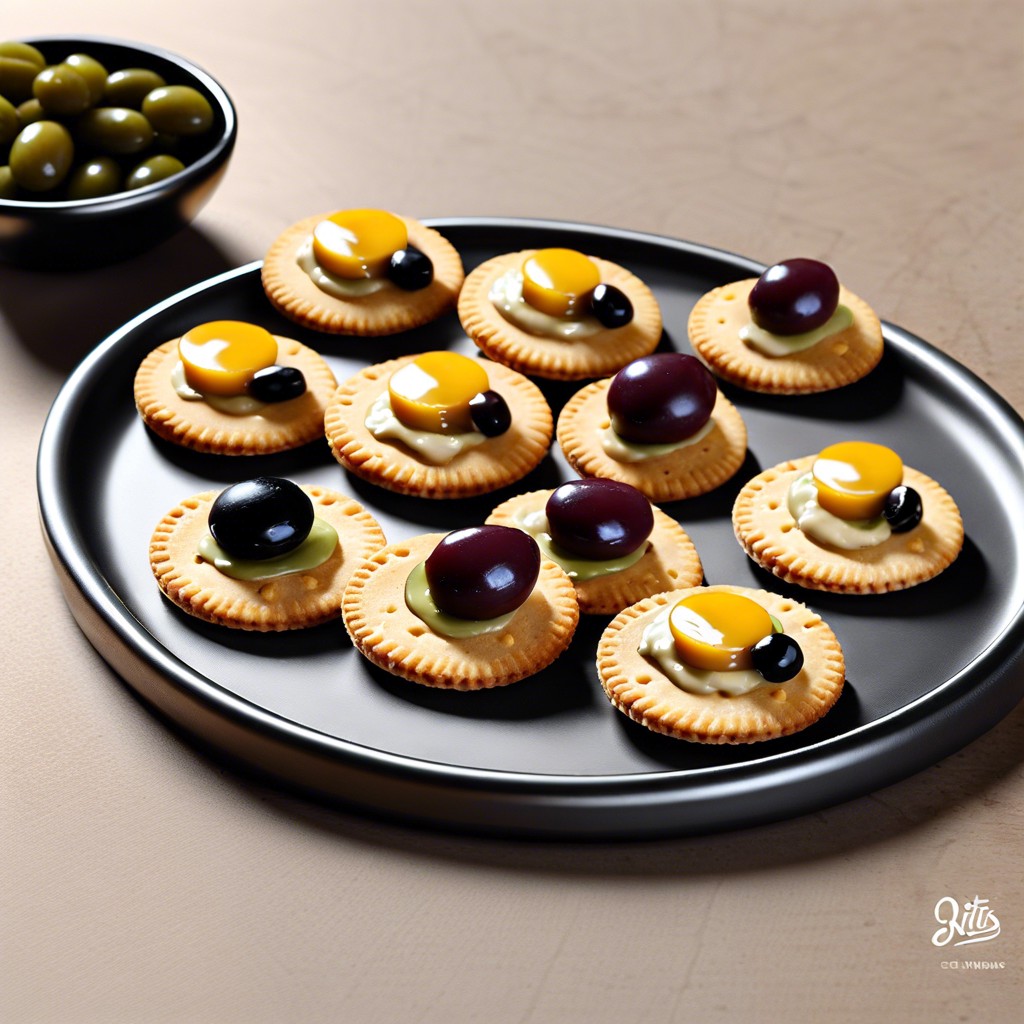hummus and olive toppers spread hummus top with sliced olives