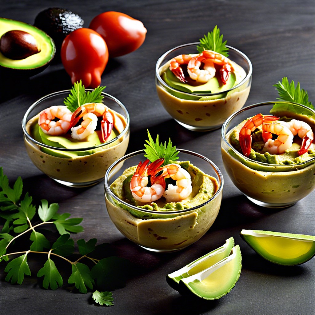 hummus avocado and shrimp cocktail cups