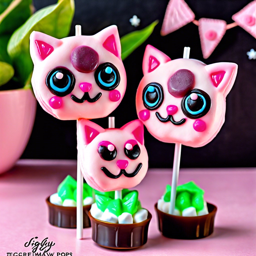 jigglypuff marshmallow pops pink marshmallows on a stick decorated with edible markers