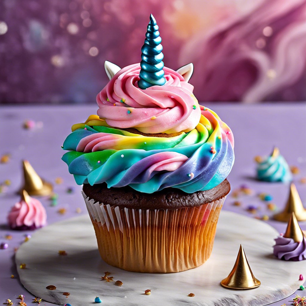 magical unicorn cupcakes with rainbow swirl frosting