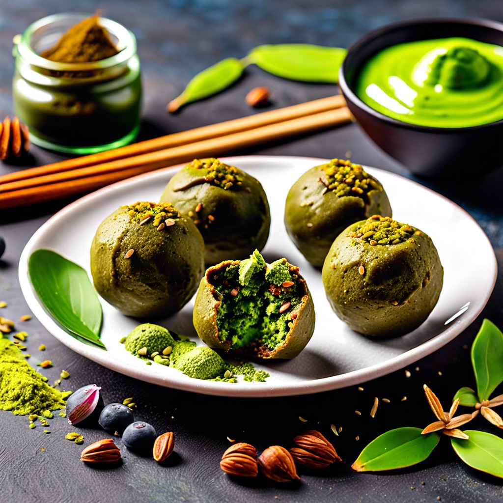 matcha energy balls with dates and nuts