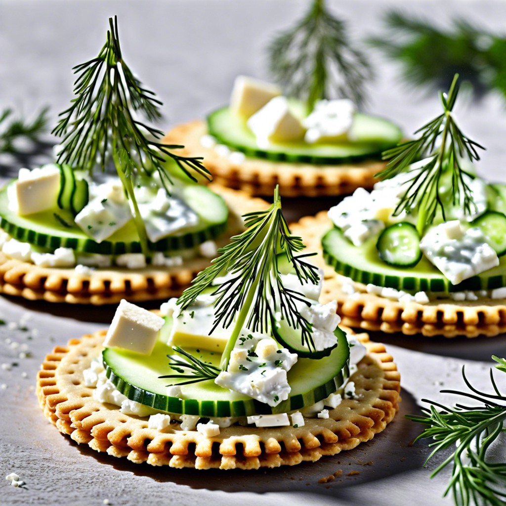mediterranean delight feta cheese cucumber slice and a dash of dill on top