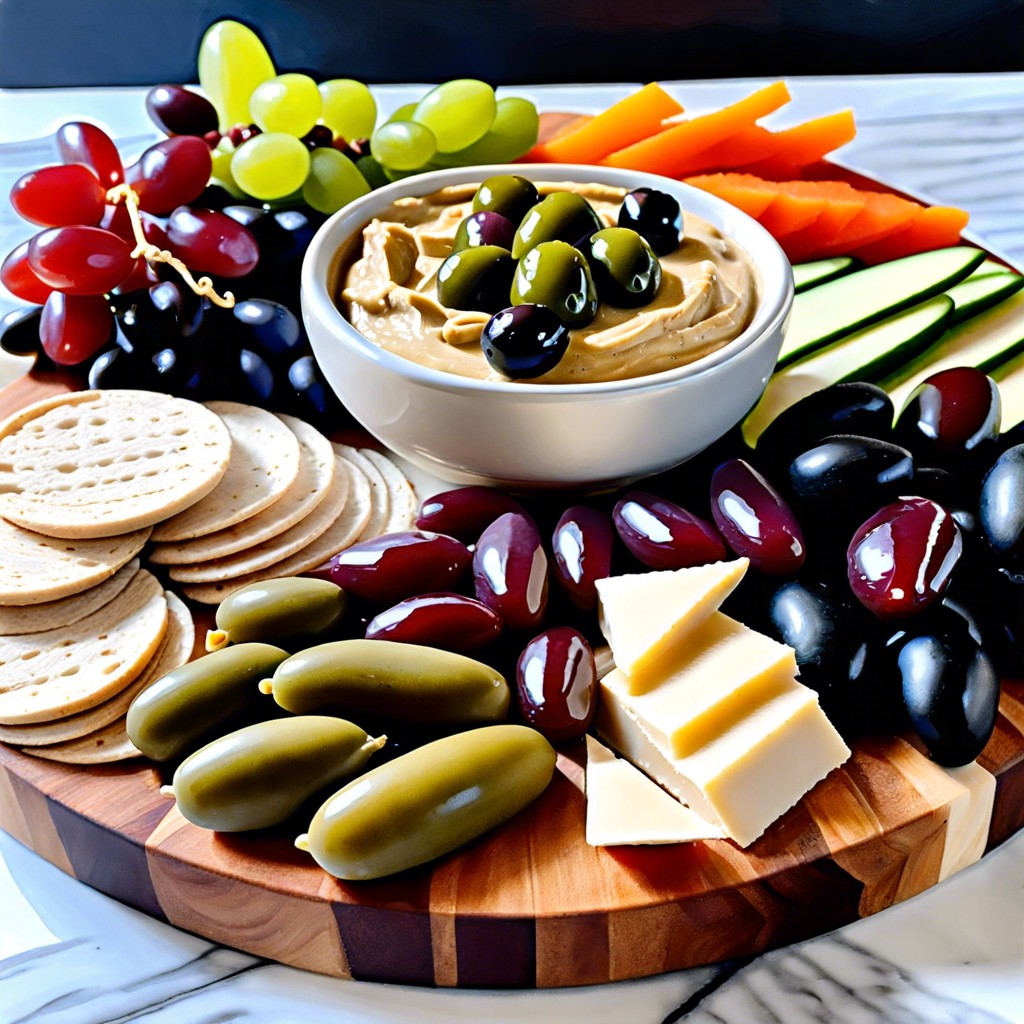 mediterranean delight with hummus and olives