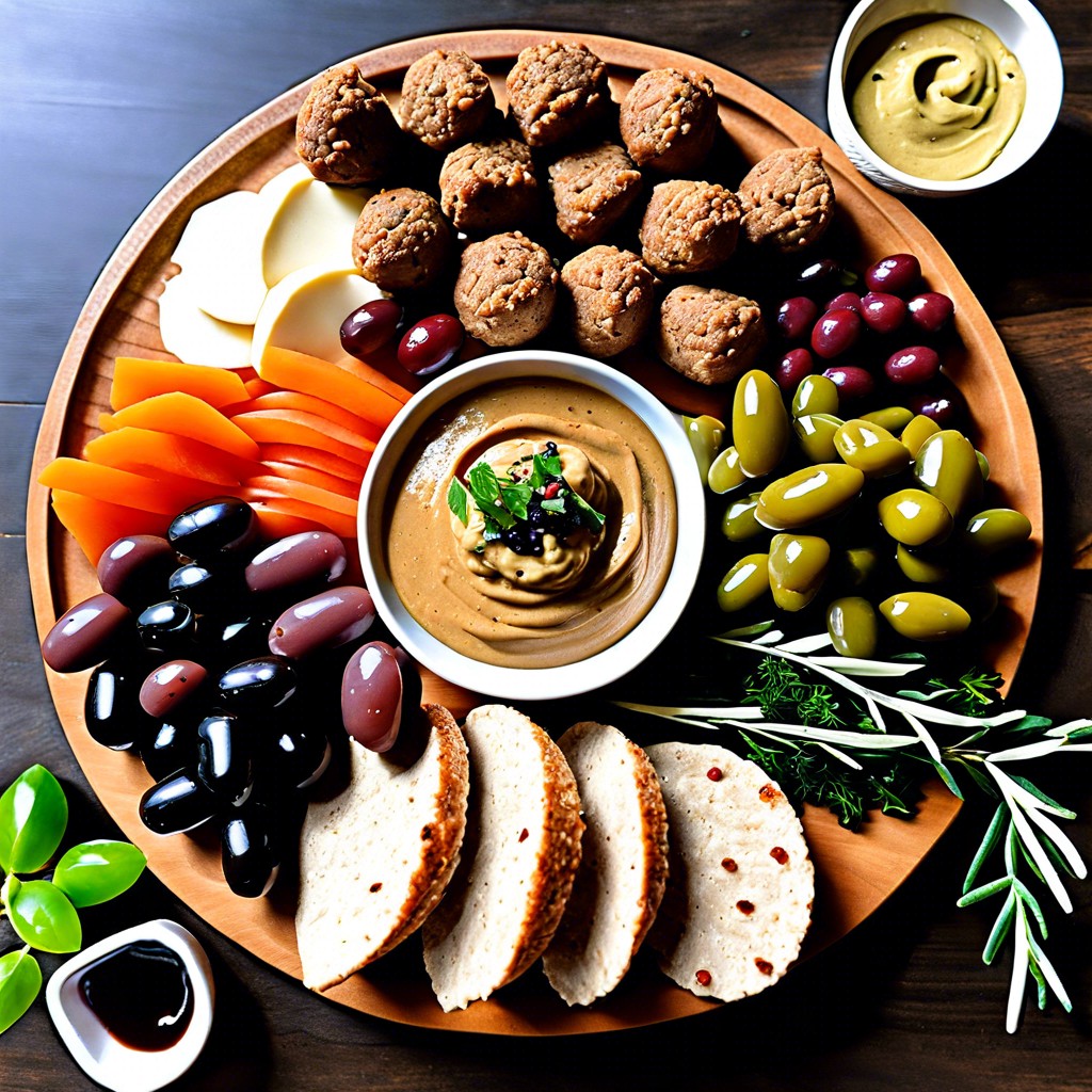 mediterranean medley hummus falafel grape leaves olives pita bread