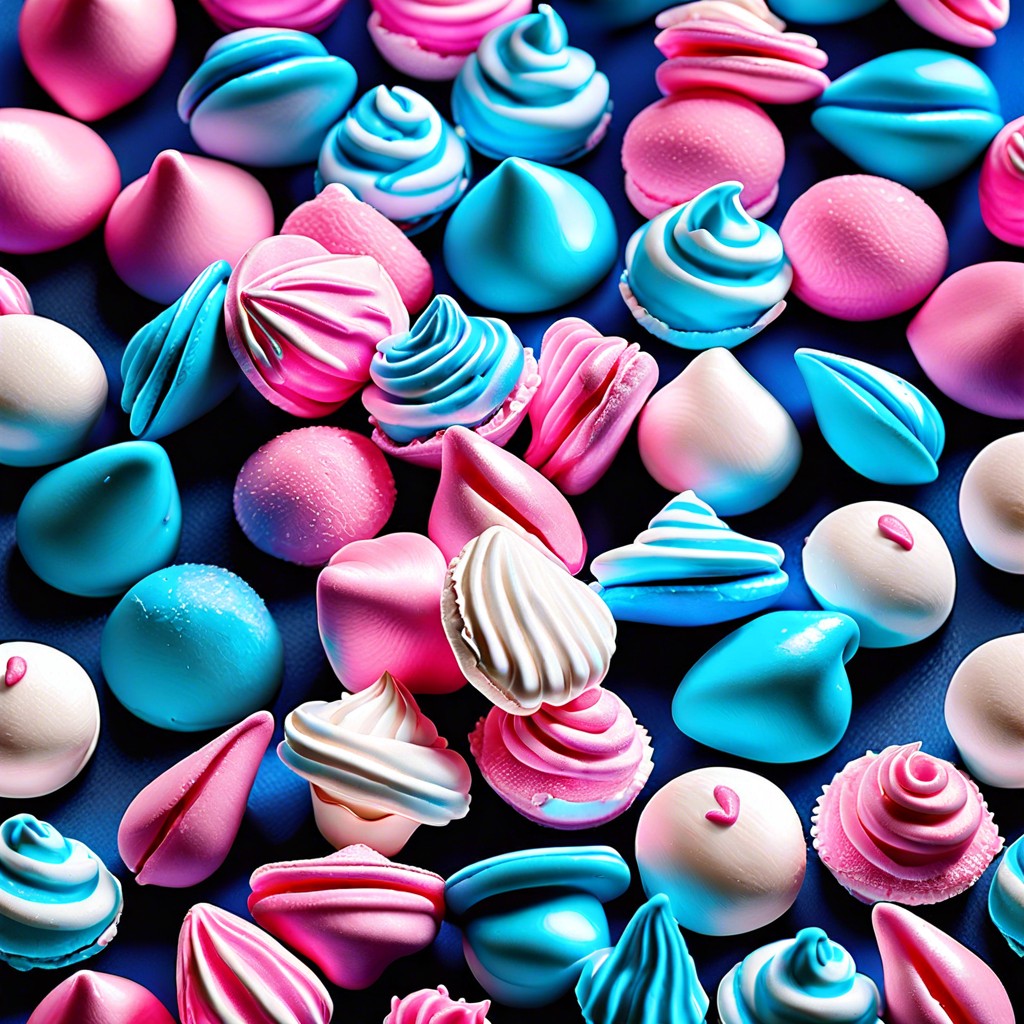 meringue kisses in pink and blue