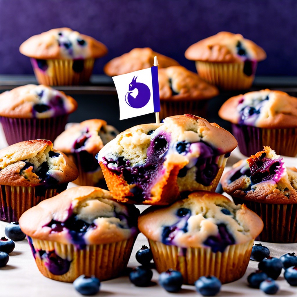 mewtwo muffins blueberry muffins with a mewtwo flag topper