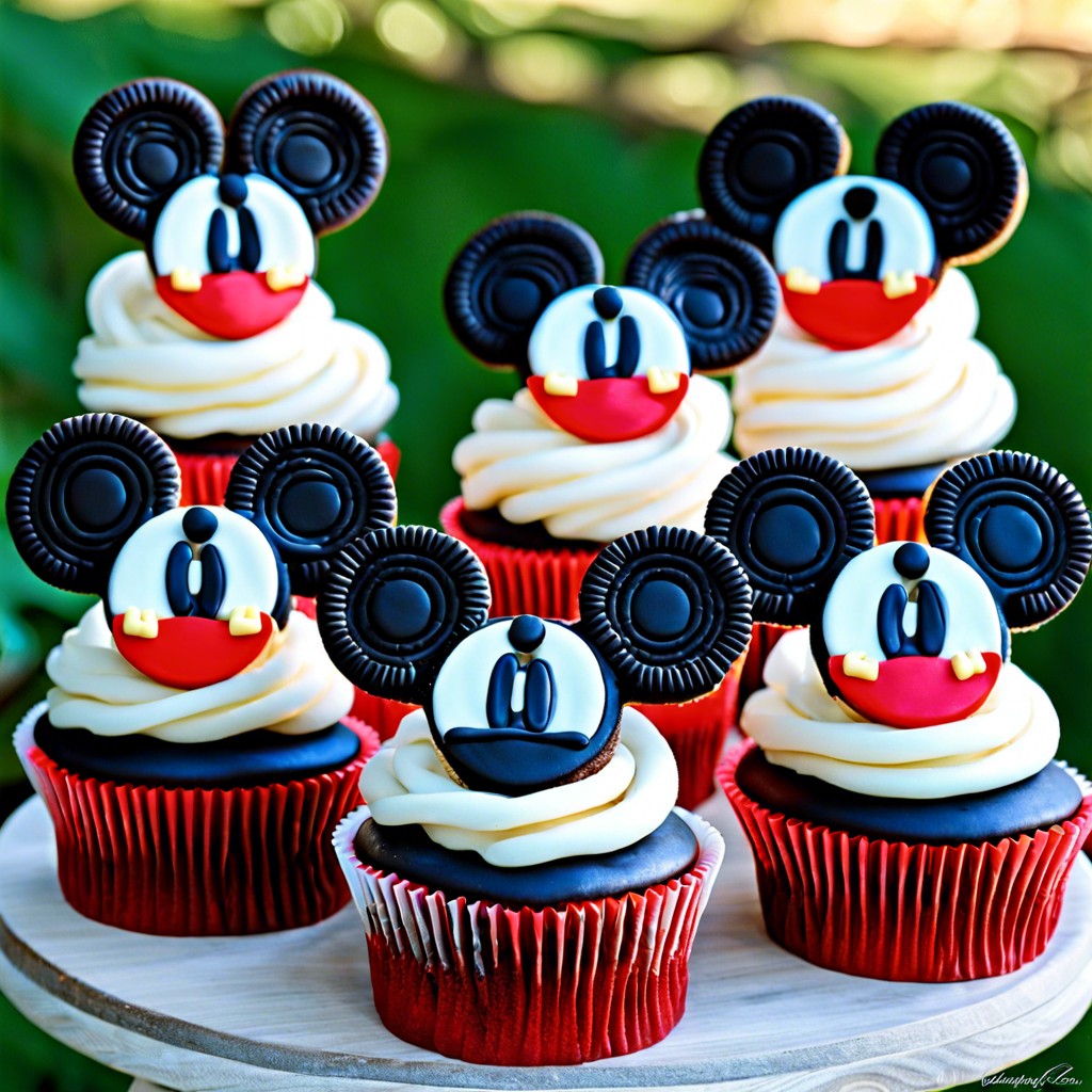 mickey mouse cupcakes with oreo ears