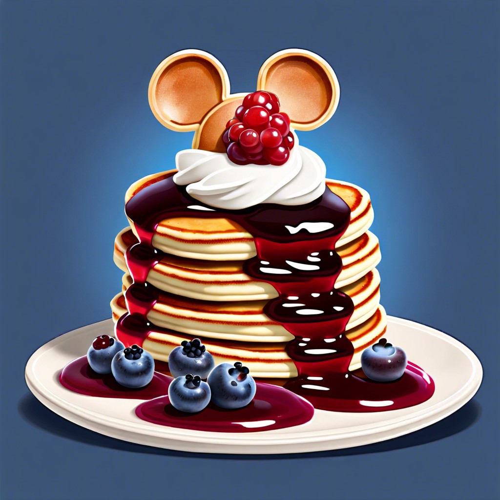 mickey pancake stacks with berry compote
