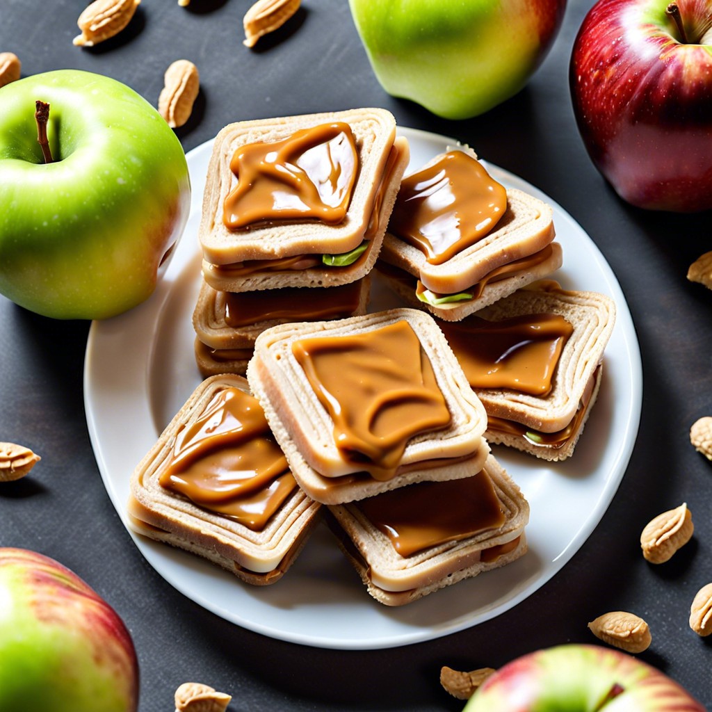 mini apple sandwiches with peanut butter