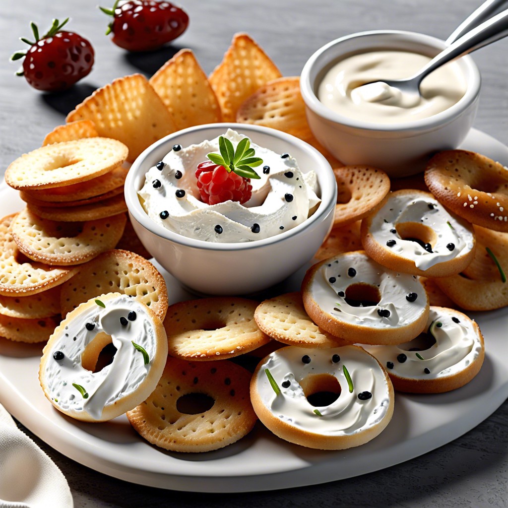 mini bagel chips and cream cheese