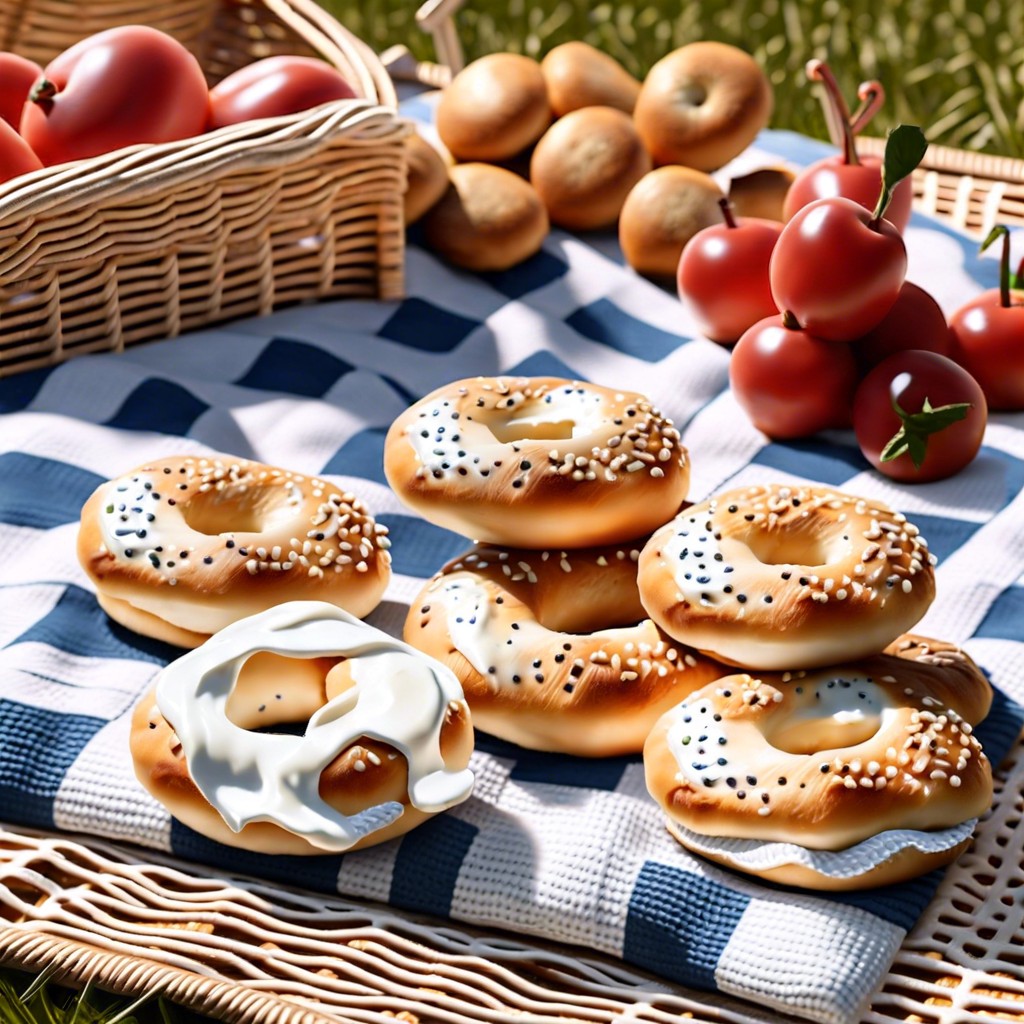 mini bagels with cream cheese