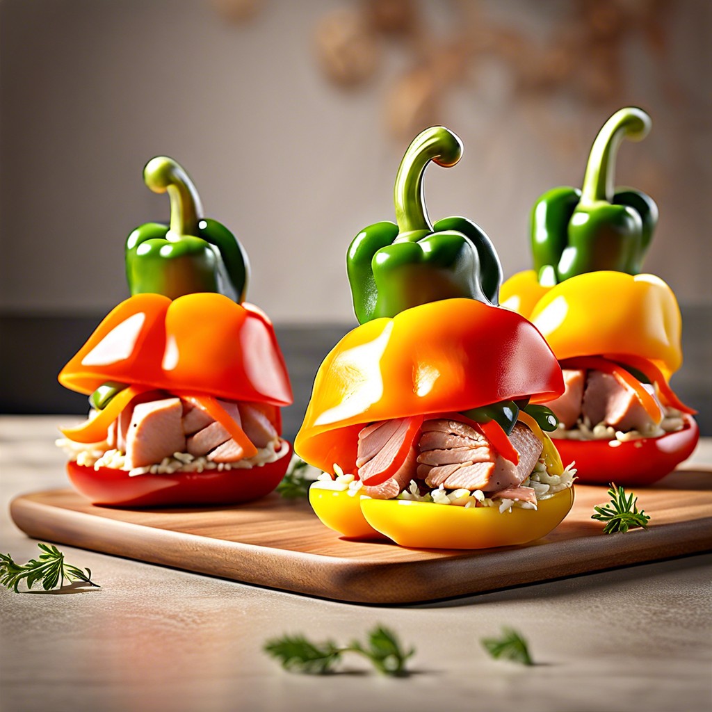 mini bell pepper sliders with turkey and cheese