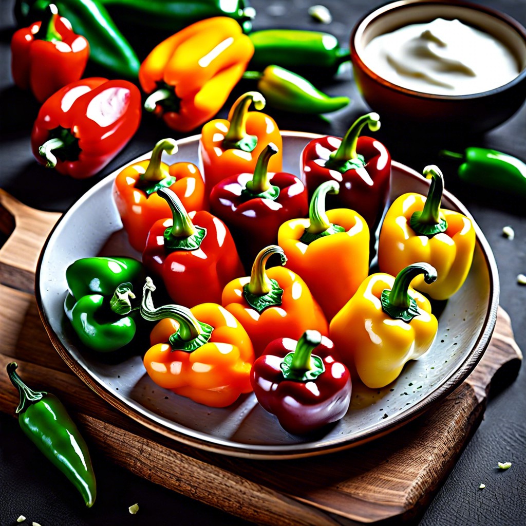 mini bell peppers stuffed with cream cheese