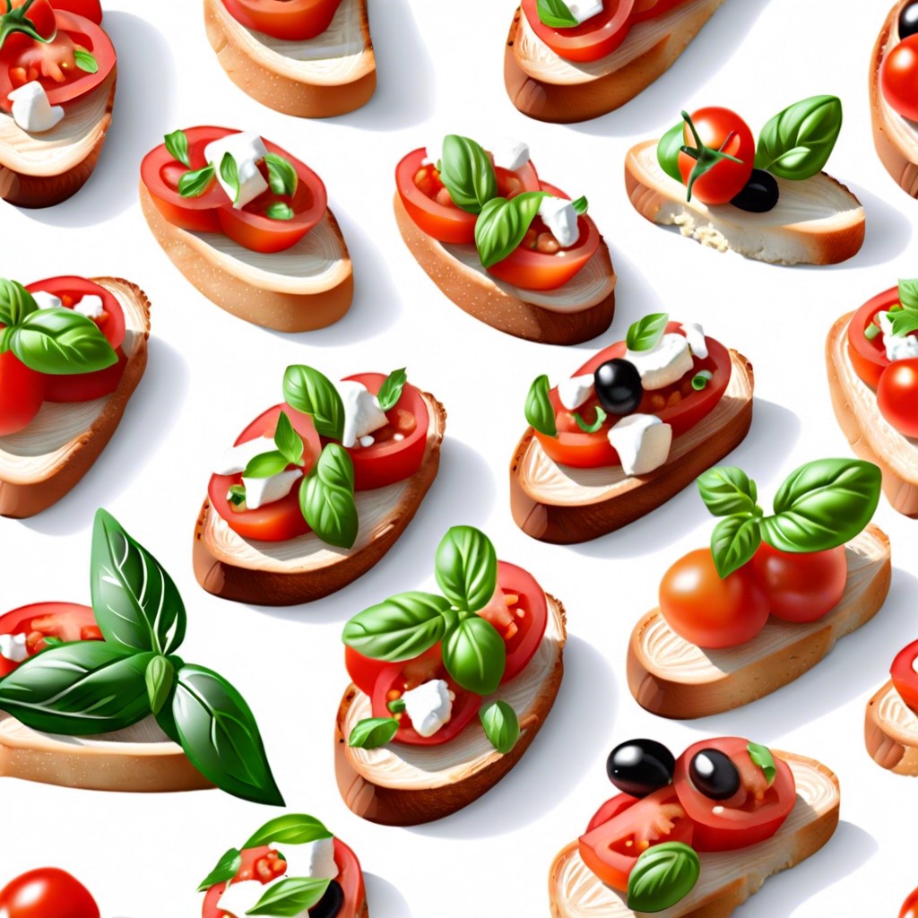 mini bruschetta with tomato and basil