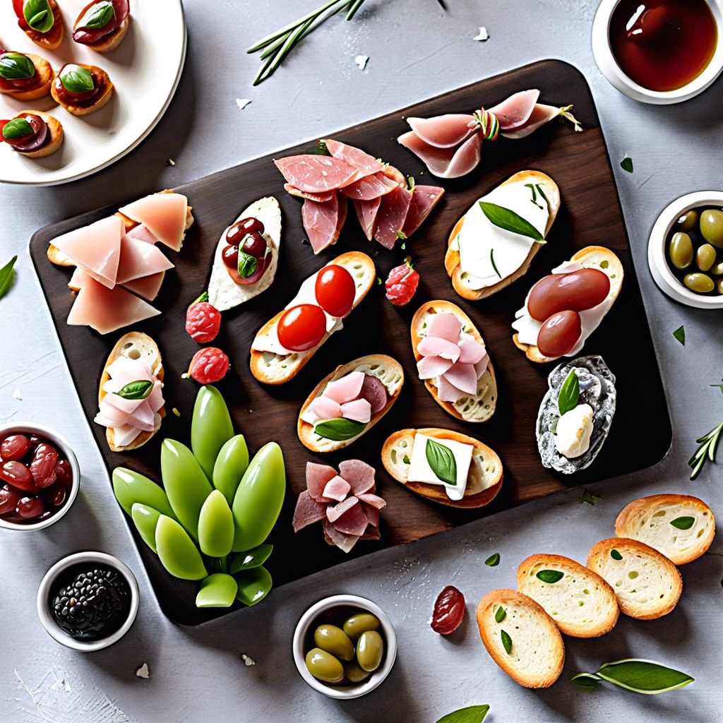 mini bruschettas with tomato and basil