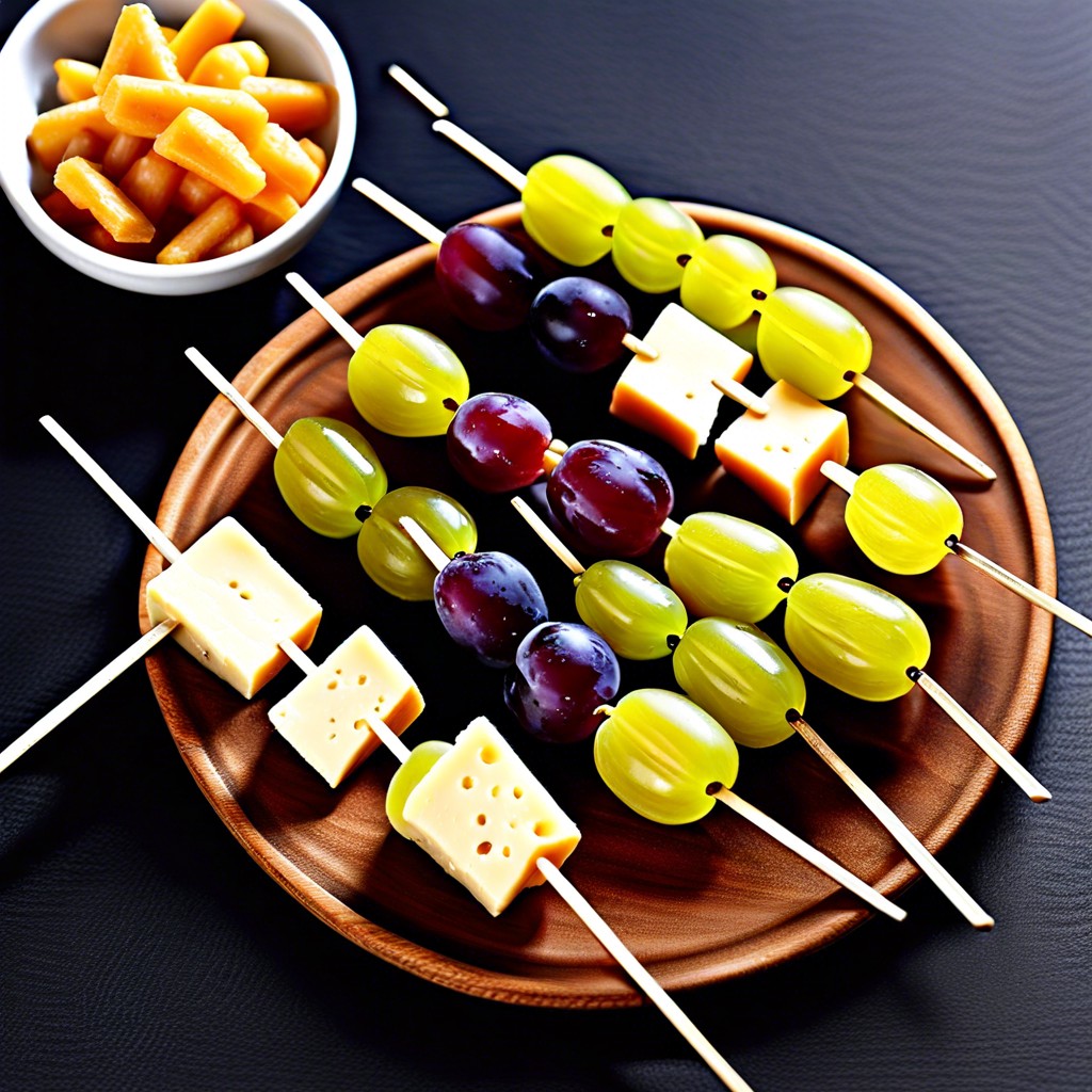 mini cheese and grape kabobs