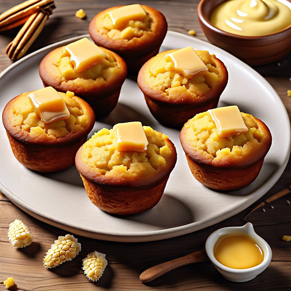 mini cornbread muffins with honey butter