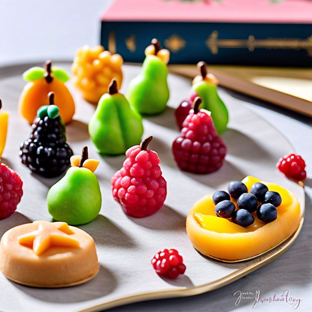 mini marzipan fruit shaped treats