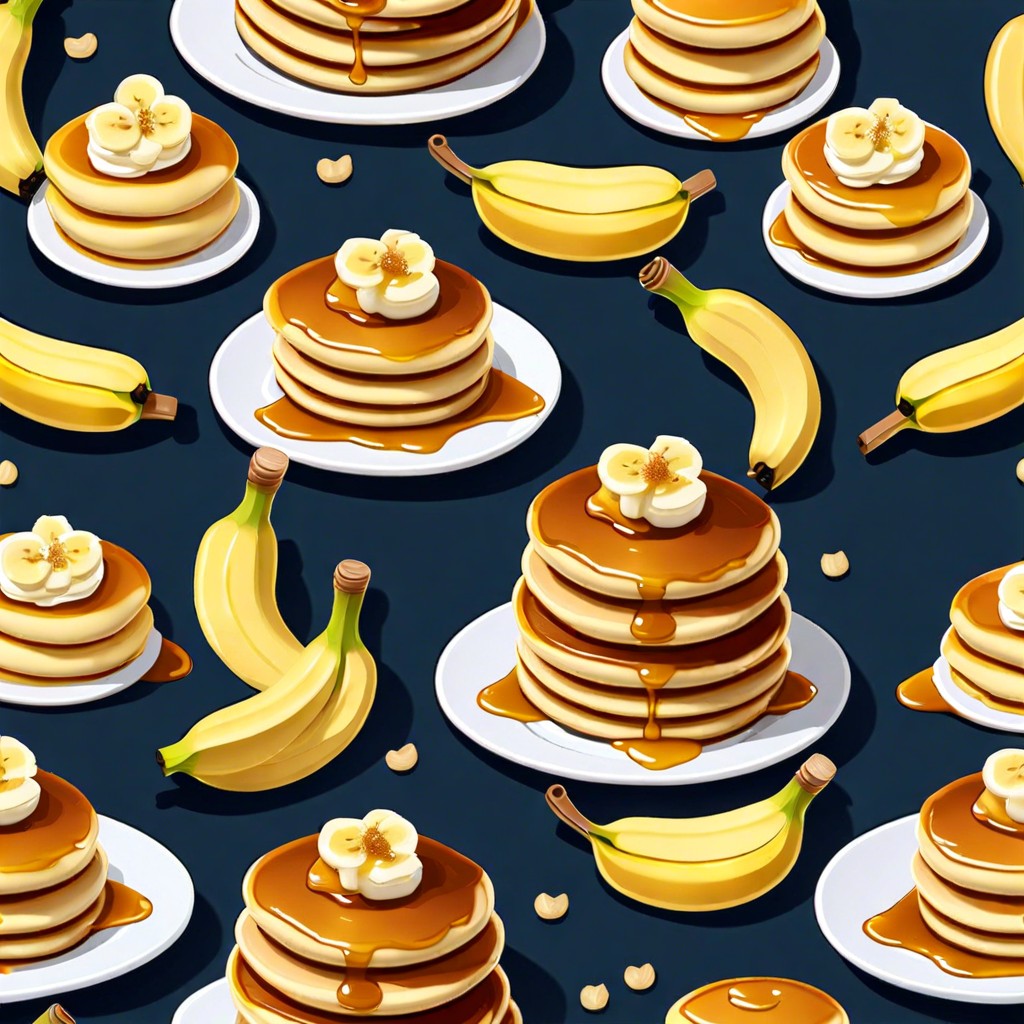 mini pancake stacks with banana and honey