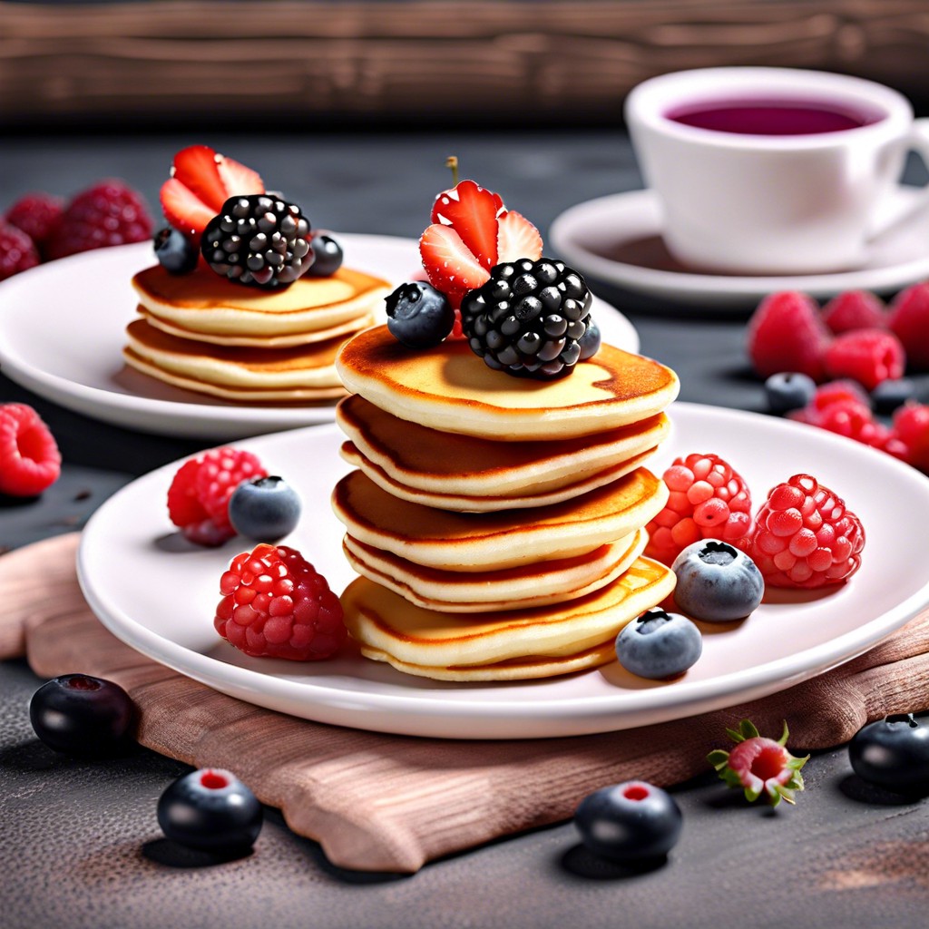 mini pancake stacks with berries