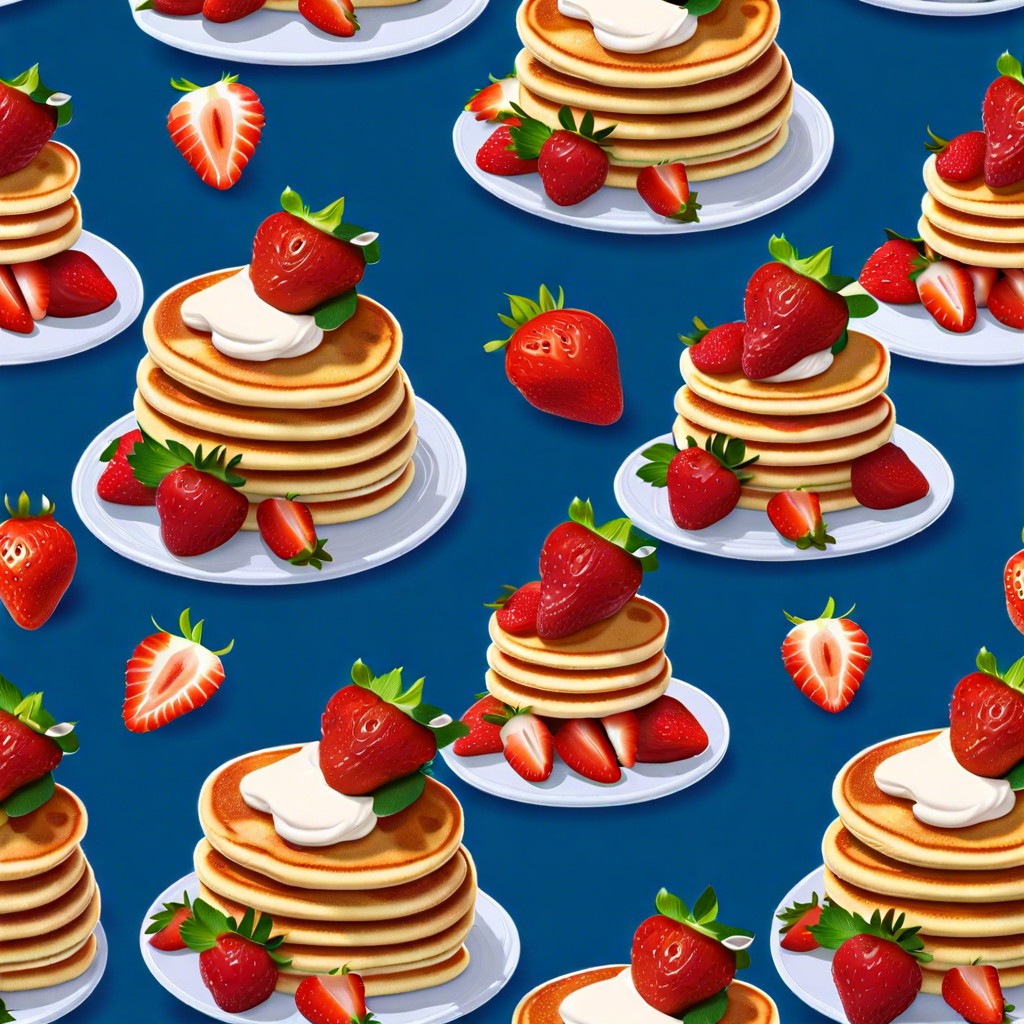 mini pancake stacks with strawberries