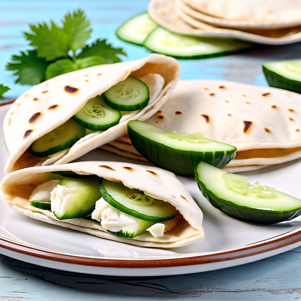 mini pita pockets with cucumber slices