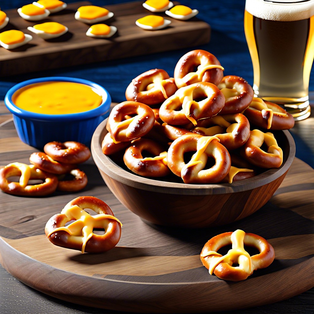 mini pretzel bites with beer cheese dip